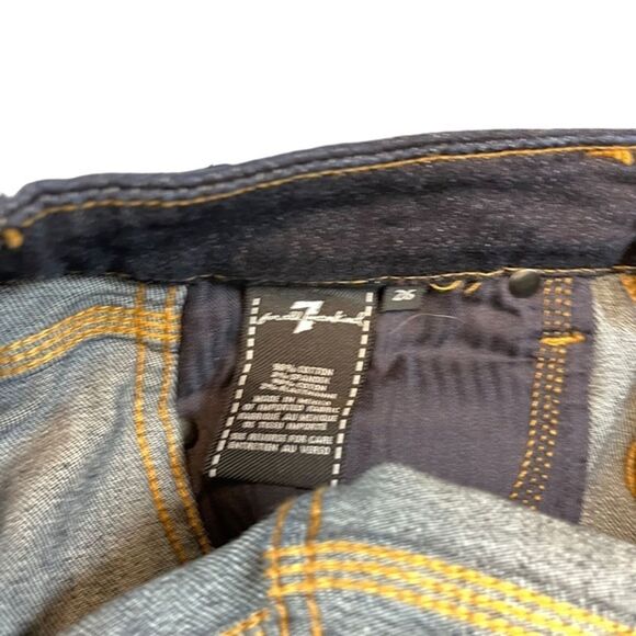 7 SEVEN FOR ALL MANKIND Dark Wash Raw Hem Slim Straight Zip Fly Stretch Jeans 26 - Picture 16 of 16